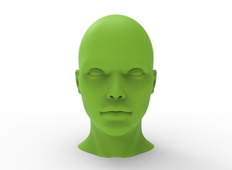 3d illustration of human head. white background isolated. icon for game web.