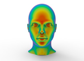 3d illustration of human head. white background isolated. icon for game web.