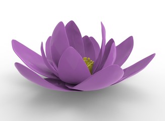 3d illustration of purple lotus. white background isolated. icon for game web.
