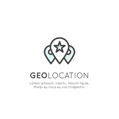 Fototapeta premium Vector Icon Style Illustration Logo Set of Geo Location Tag, Proximity Marketing, Global Network Connection, Location Identification, Isolated Minimalistic Object