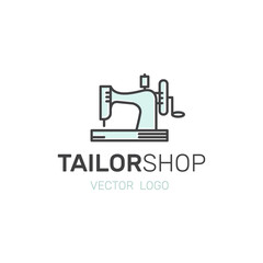 Vector Icon Style Illustration Logo Set of Tailor Shop, Clothing Repair Store Service, Sewing Factory Workshop, Isolated Minimalistic Object