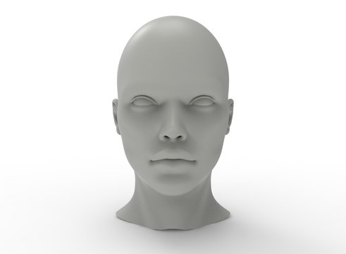 3d illustration of human head. white background isolated. icon for game web.