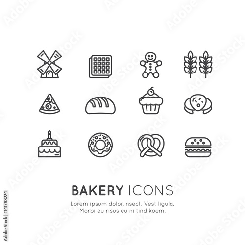 "Vector Icon Style Illustration Logo Set of Bakery Sweet "Vector Icon Style Illustration Logo Set of Bakery Sweet