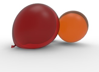 3d illustration of air balloons. white background isolated. icon for game web.