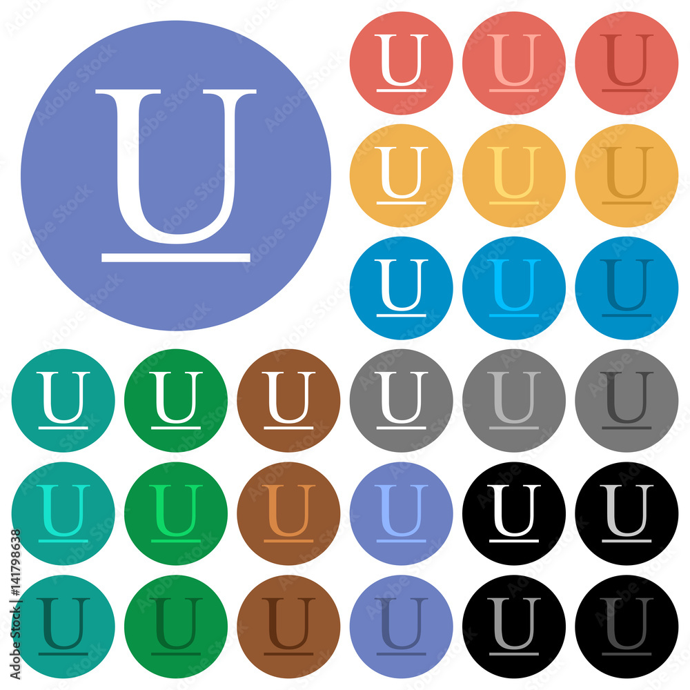 Poster underlined font type round flat multi colored icons