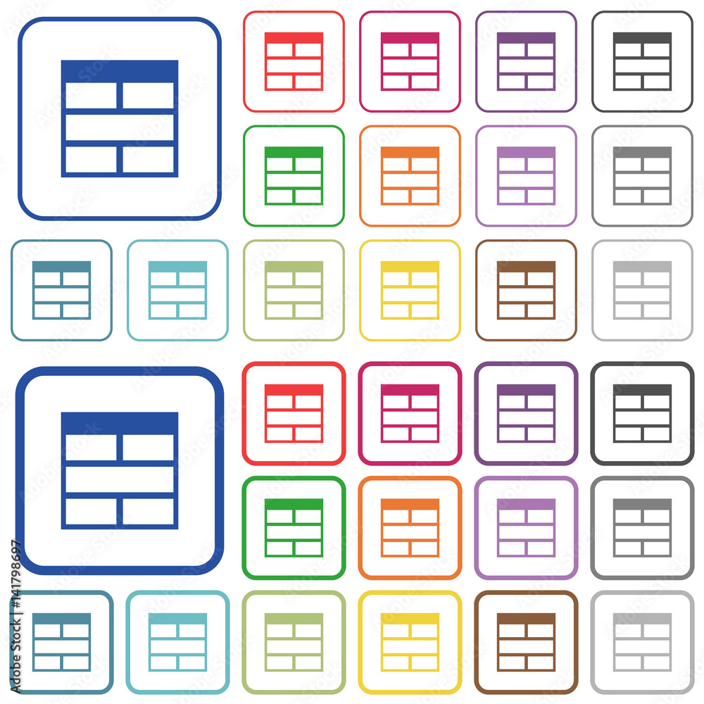Poster spreadsheet horizontally merge table cells outlined flat color icons