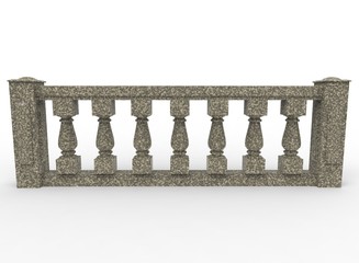 3d illustration of balustrade. white background isolated. icon for game web.