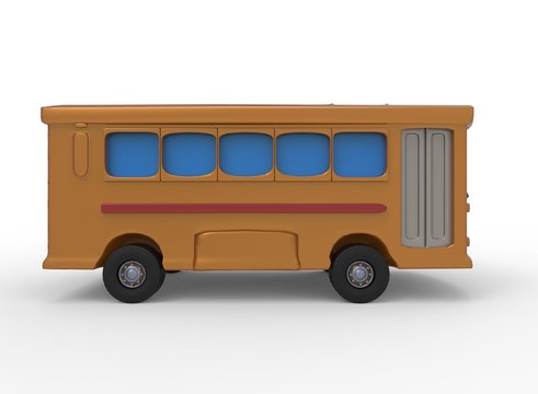 3d illustration of cartoon bus. white background isolated. icon for game web.