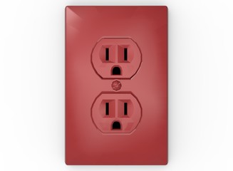 3d illustration of wall socket. white background isolated. icon for game web.