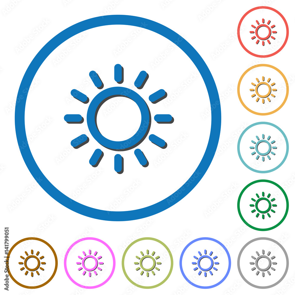 Poster brightness control icons with shadows and outlines