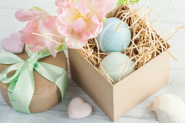 Bath bombs on white wooden background