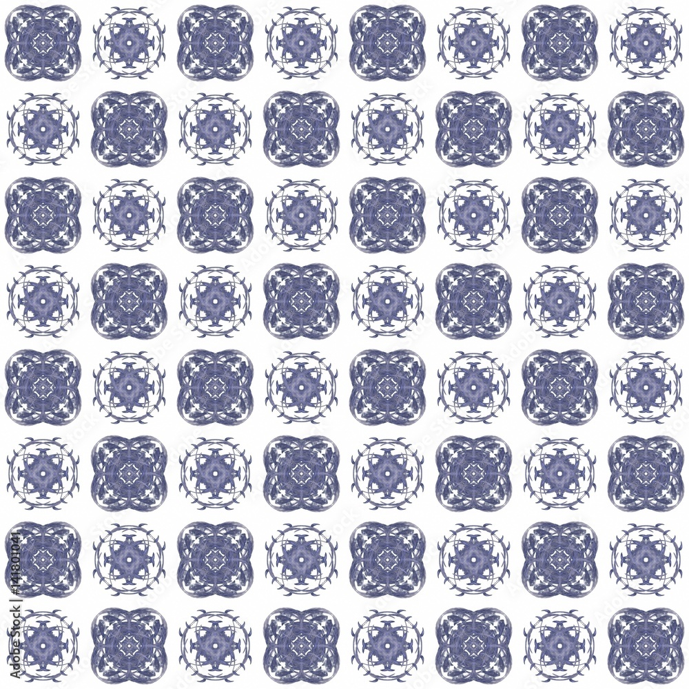 Fototapete seamless texture with 3d rendering abstract fractal blue pattern