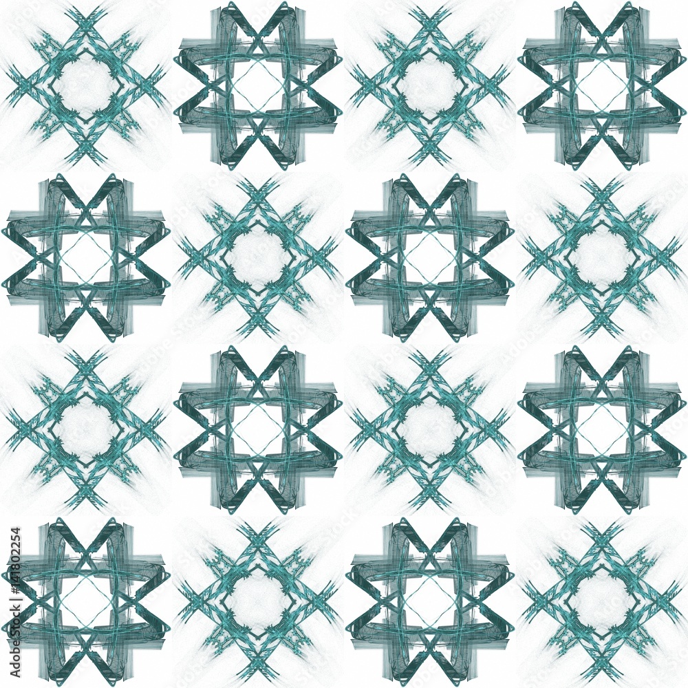 Fototapete seamless texture with 3d rendering abstract fractal blue pattern