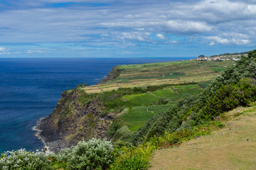 Fototapeta na wymiar Scenic seascape of Terceira coastline, Azores, Portugal
