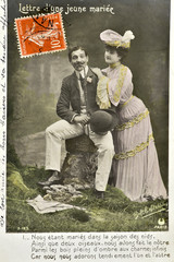 Carte postale ancienne / Lettre d'une jeune mariée