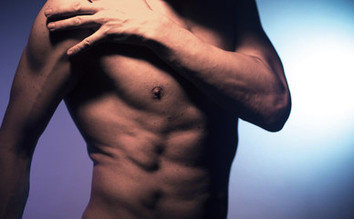 Nude muscular fit man naked