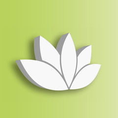 Lotus flower 3d Icon on green gradient background. Wellness, spa, yoga, beauty and healthy lifestyle theme. Vector illustration.