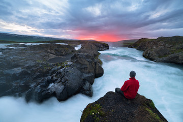 Landscape of Iceland with Godafoss waterfall