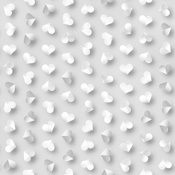 Seamless Monochrome Pattern With Hearts. Repeating Scattered Shapes Texture. © creatorsclub