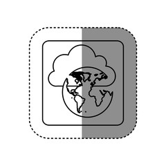 figure cloud data global network icon, vector illustration design
