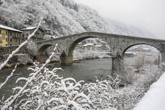Ganda bridge, Morbegno village, Lombardy, Italy