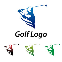 Golf Logo Abstract Swing and Hit the Ball