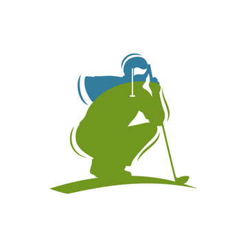 Golf Man Golfer Body Silhouette Abstract Logo Illustration