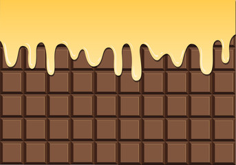 Melted vanilla on chocolate bar