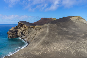 Fototapeta na wymiar Arid landscape of Volcano do Capelinhos, Faial Island, Azores, Portugal