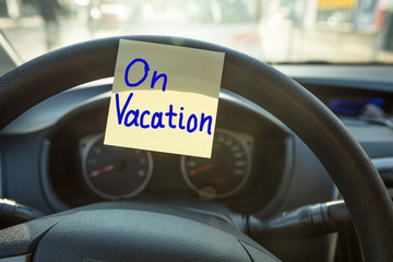 Vacation Concept On Steering Wheel