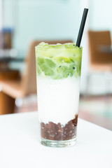 Iced macha green tea latte