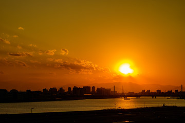 Obraz premium sunset city landscape