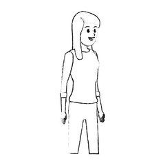 happy pretty woman with long sleeve shirt icon image vector illustration design 