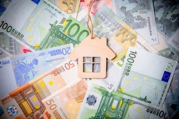 The symbol of the house lies on the background of the Euro