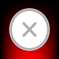 Cross sign illustration. Postage stamp or old photo style on red-black gradient background.