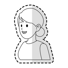 happy pretty woman with hair in bun icon image vector illustration design 
