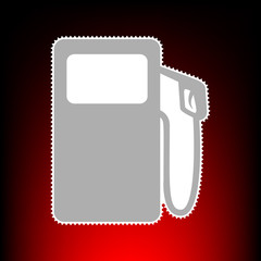 Fototapeta na wymiar Gas pump sign. Postage stamp or old photo style on red-black gradient background.