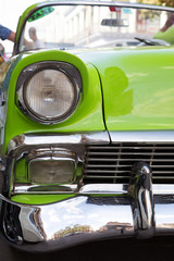 Concept of Cuba attractions. Headlight of old car in Havana, Cuba