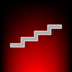 Stair up sign. Postage stamp or old photo style on red-black gradient background.