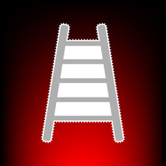 Ladder sign illustration. Postage stamp or old photo style on red-black gradient background.