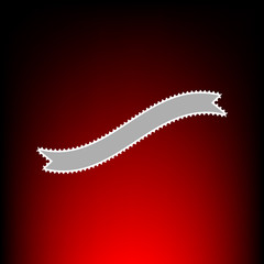 Banner ribbon sign. Postage stamp or old photo style on red-black gradient background.