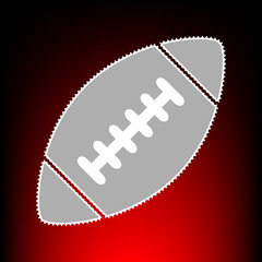 American simple football ball. Postage stamp or old photo style on red-black gradient background.