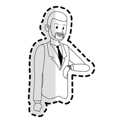 happy businessman checking the time  icon image vector illustration design 