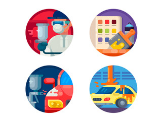 Auto painting set icons