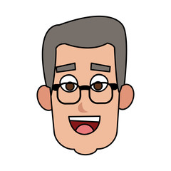 happy elderly or middle age  man with glasses  cartoon icon image vector illustration design 