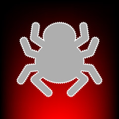 Spider sign illustration. Postage stamp or old photo style on red-black gradient background.