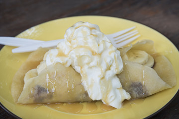 crape cake with banana