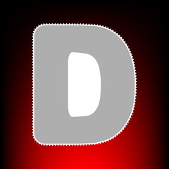 Letter D sign design template element. Postage stamp or old photo style on red-black gradient background.