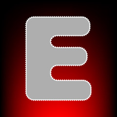 Letter E sign design template element. Postage stamp or old photo style on red-black gradient background.