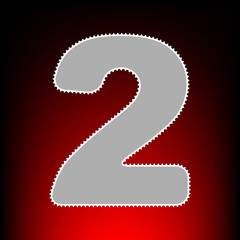 Number 2 sign design template elements. Postage stamp or old photo style on red-black gradient background.